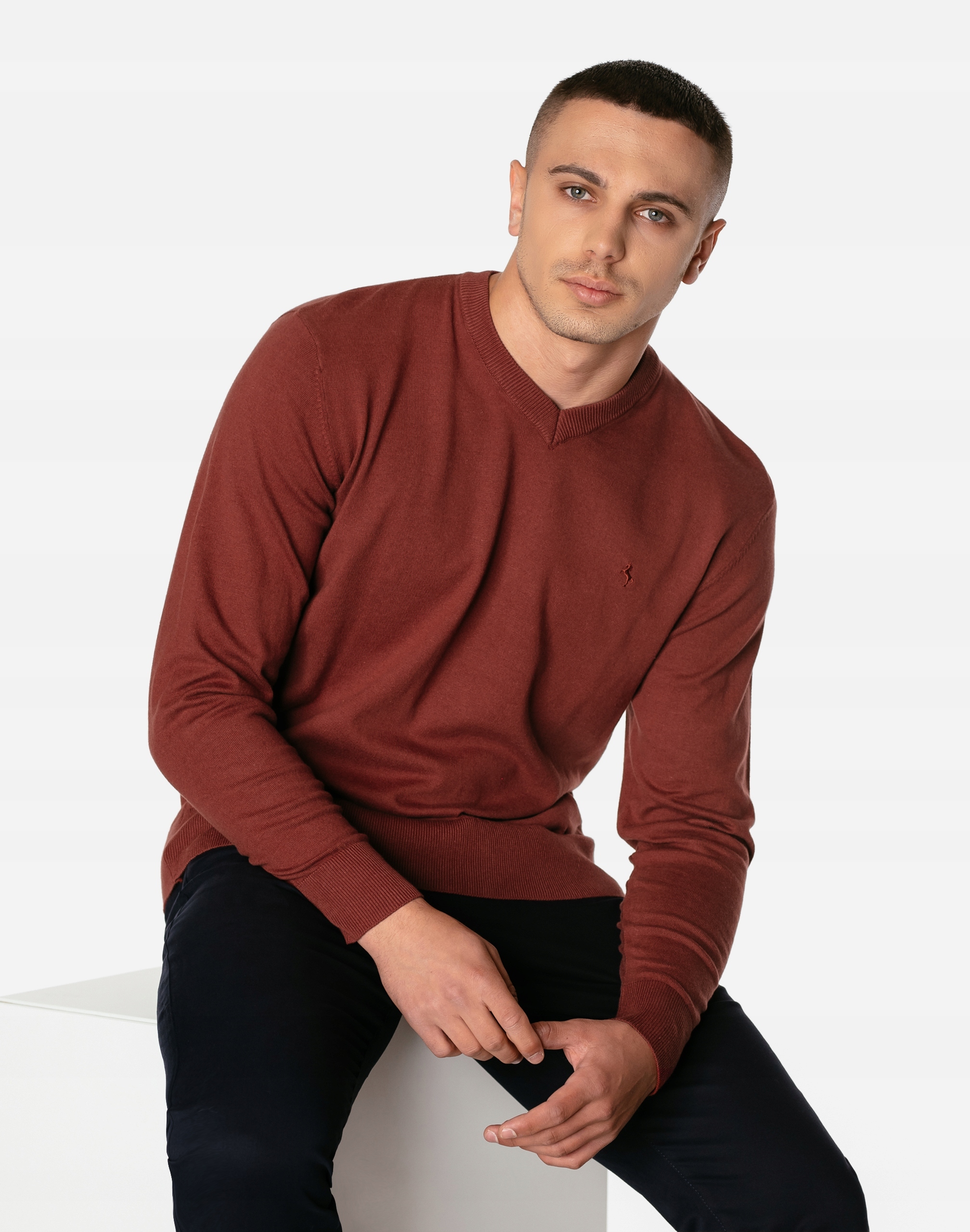 Cienki Sweterek Sweter Męski w Serek S1S C123 r XL Rozmiar XL