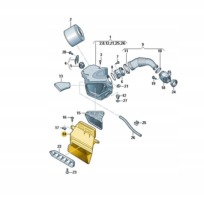 KIEROWNICA ŁAPACZ DOLOT POWIETRZA AUDI A4 A5 B8 Numer katalogowy części 8K0129617
