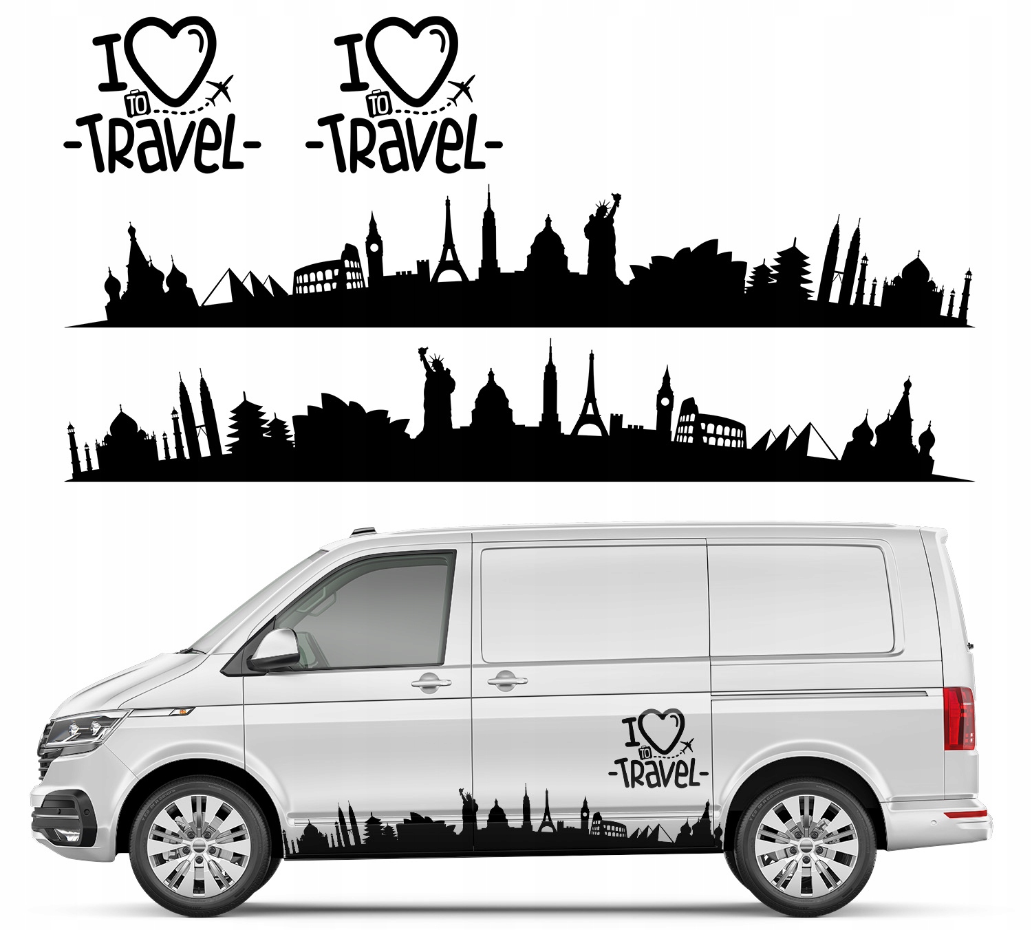 Samolepky na auto I Love To Travel 298 x 42 cm