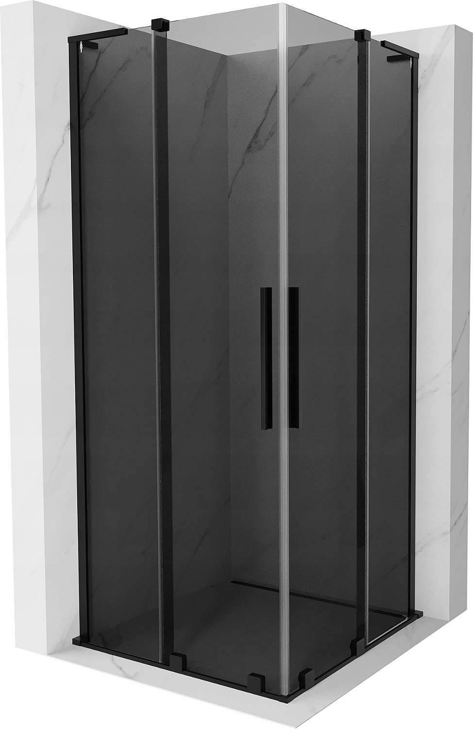 Mexen Velar L Duo sprchový kout 90x90 cm, grafitové sklo, černý profil