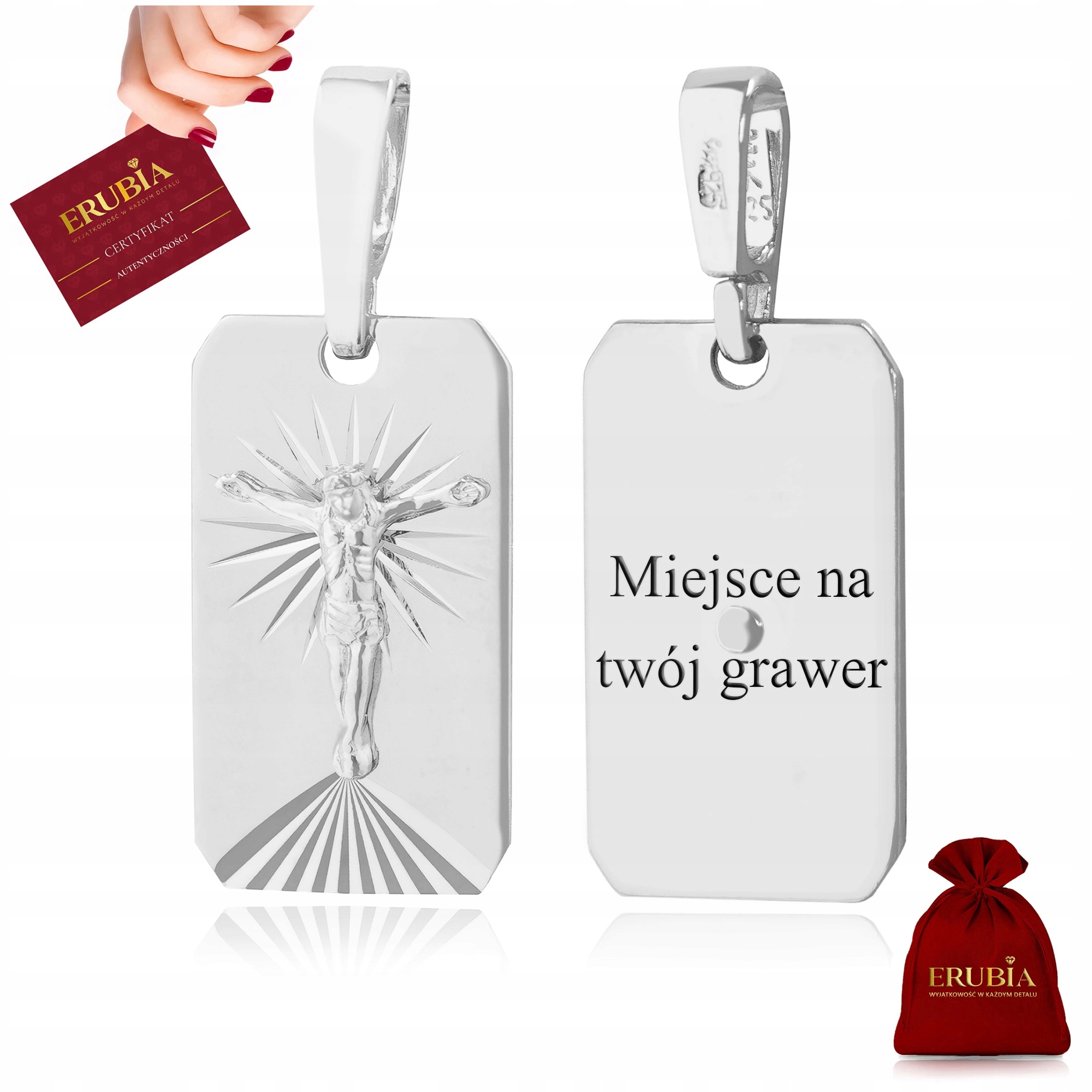 Stříbrný Přívěsek Na Řetízek 925 Přívěsek Medailon K Prvnímu Svatému Přijímání Ježíš Gravírování