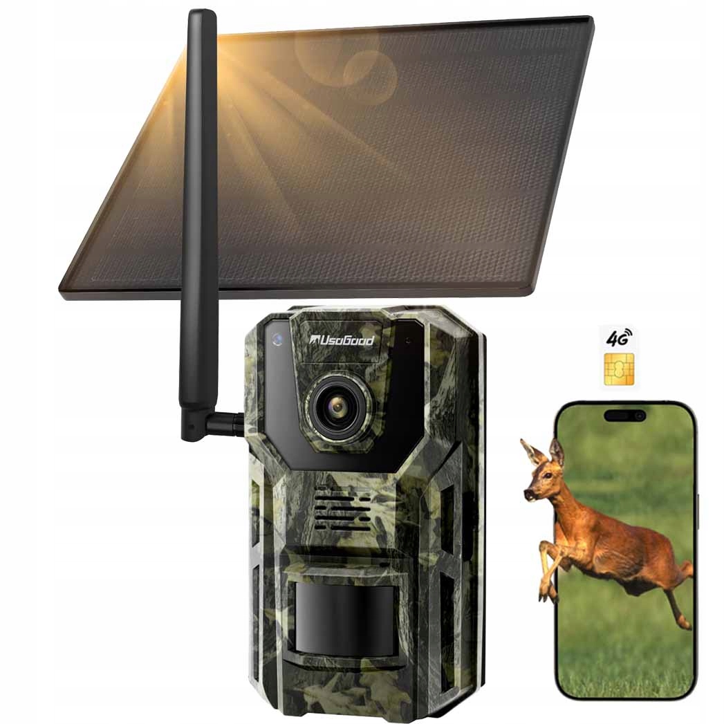 Solární Kamera Fotopast Venkovní Otočná Sim Gsm 3G 4G Lte Sim 2K 3MP