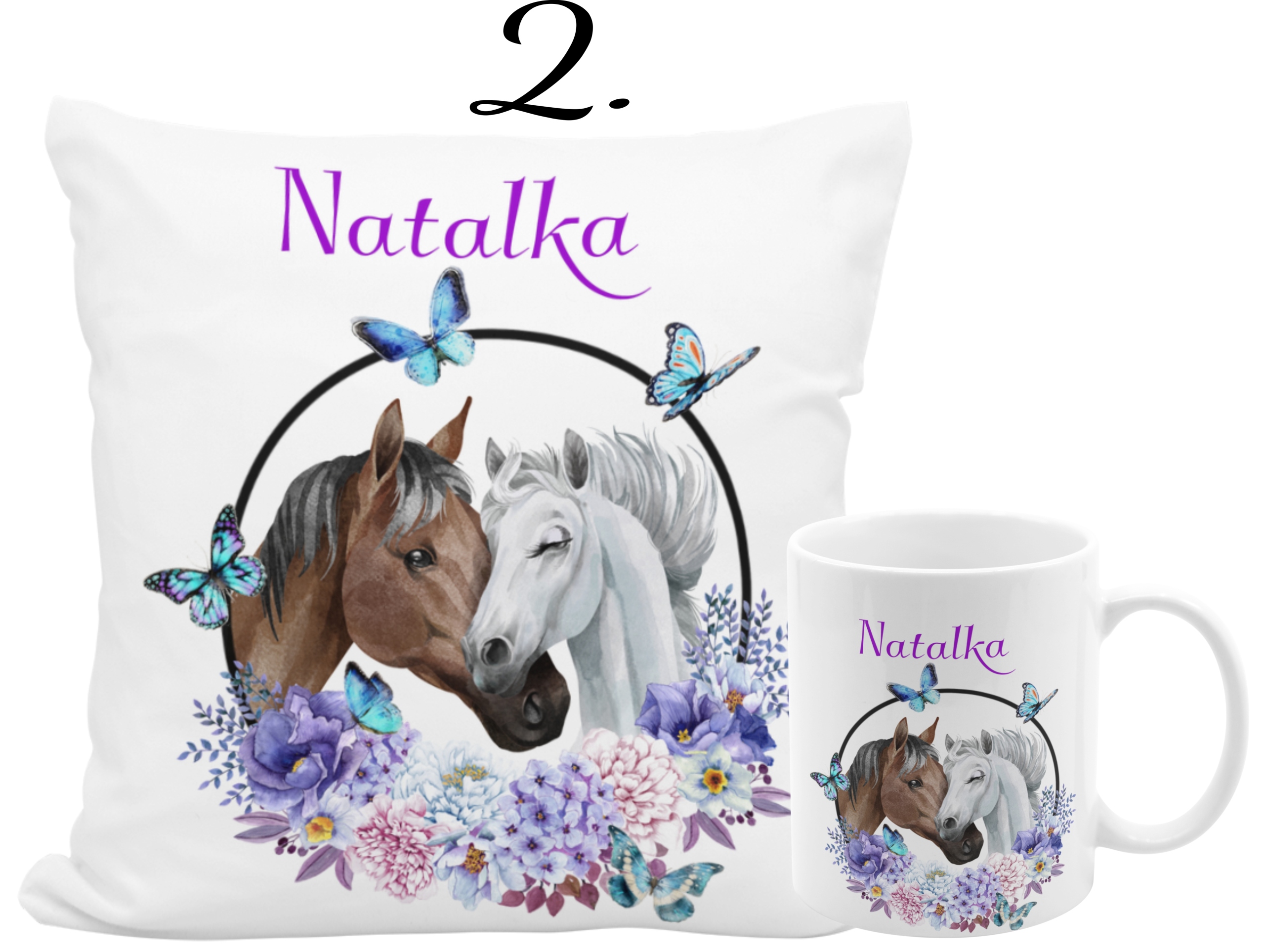 PODUSZKA KUBEK KOŃ KONIE IMIĘ TEKST NA PREZENT Pojemność 330 ml