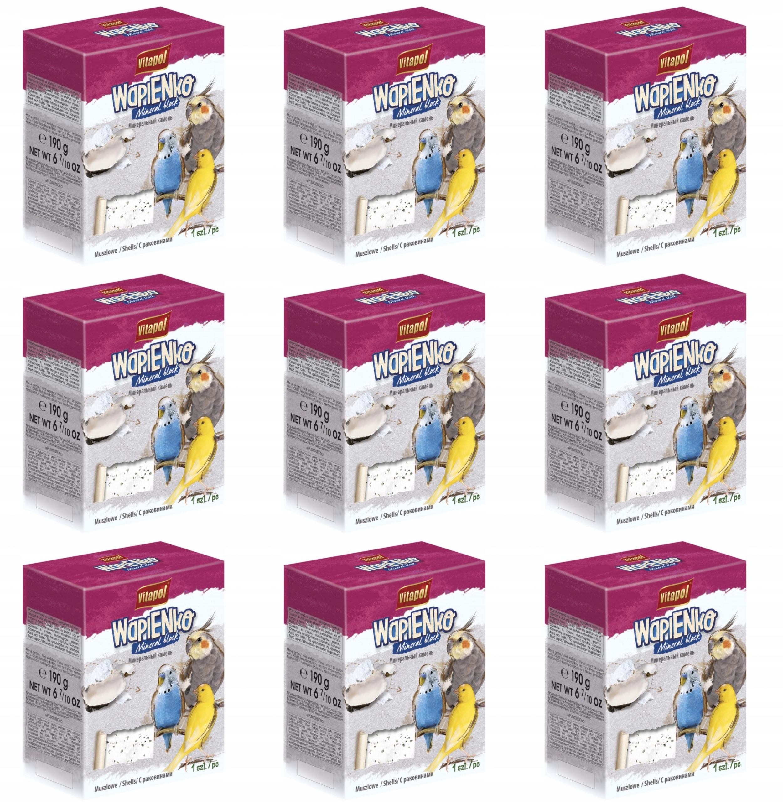 Vitapol Vápenná kostka XL pro ptáky Mušle 9 ks