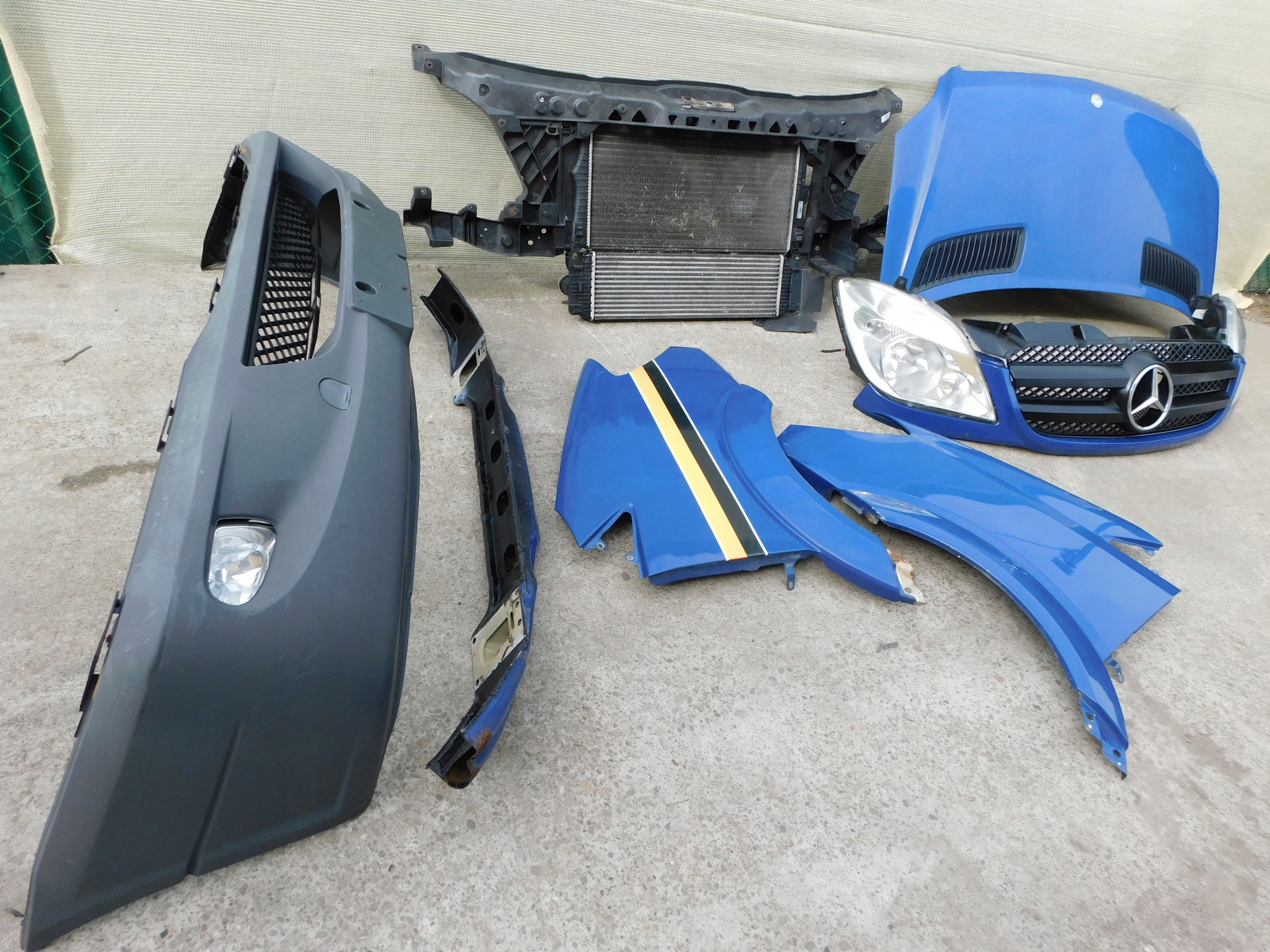VW Crafter front complete bonnet radiator bumper lights fenders blue