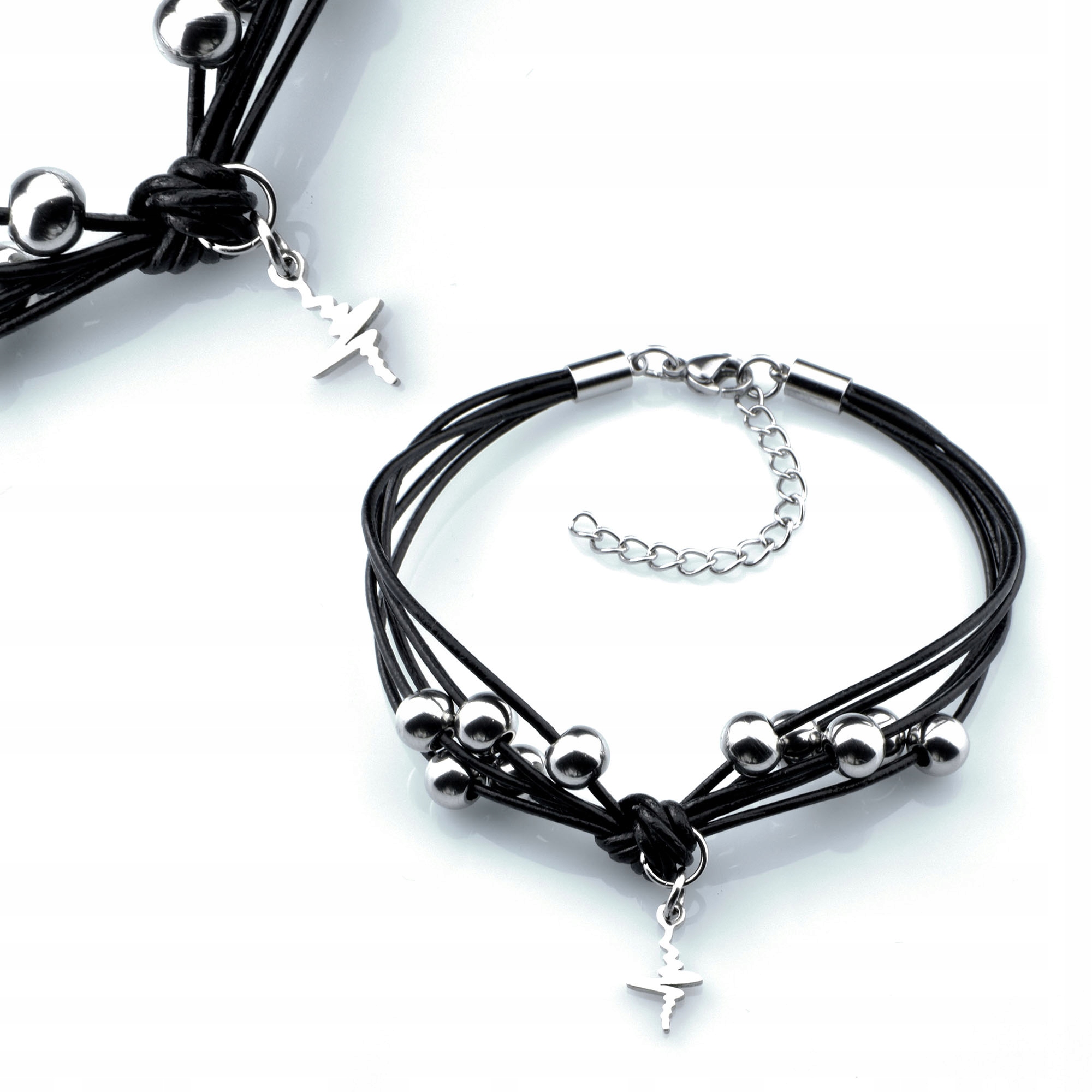 

Bransoletka Linia Życia Puls Skóra Naturalna Stal