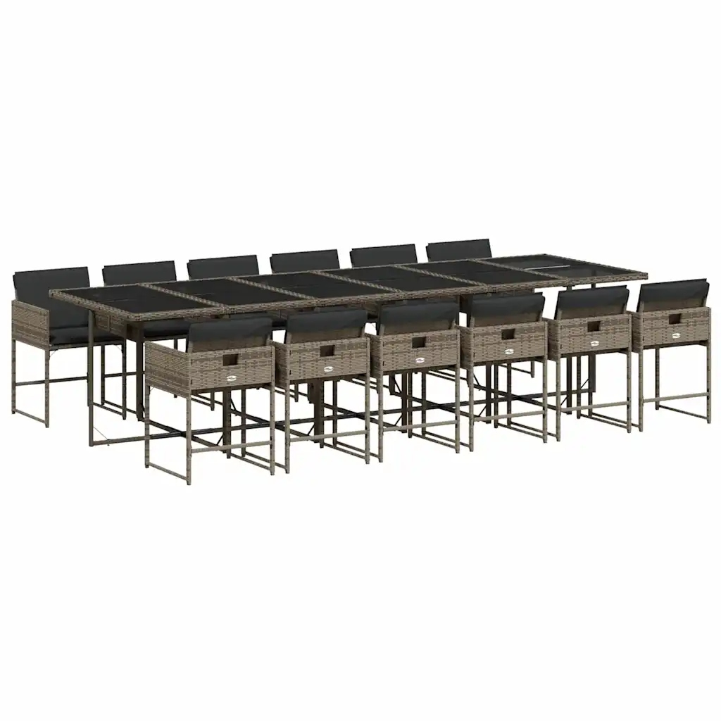 Sada zahradního nábytku 330 x 106 x 73 cm, šedá, Pe ratan, sklo
