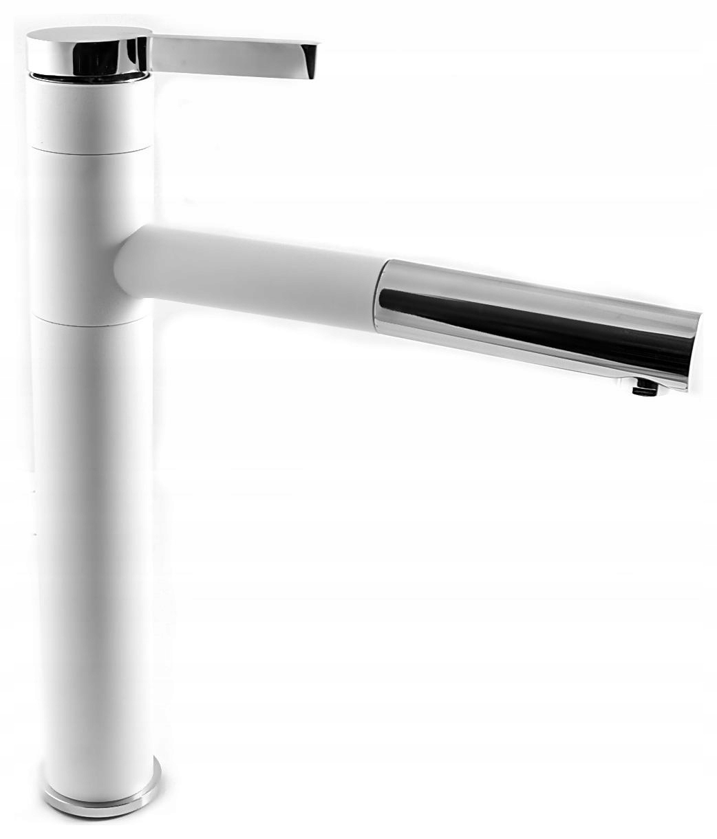 Round Bílá Kuchyňská Baterie S Výsuvným Výtokem