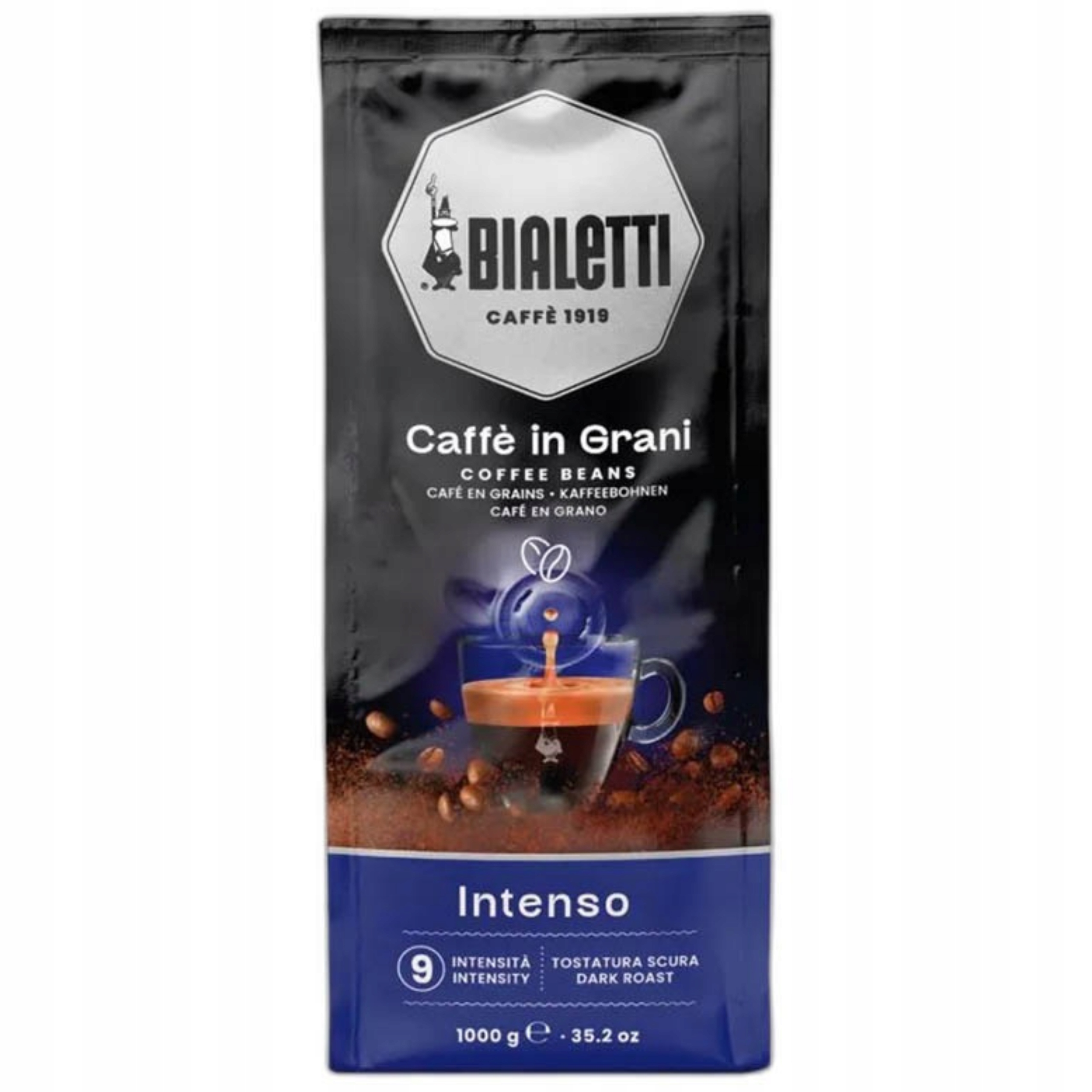 Bialetti Intenso Kawa Ziarnista 1kg Palona Mocna 30% Arabika 70% Robusta