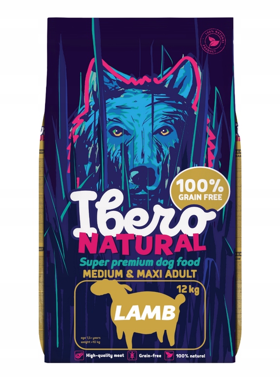 Ibero Natural Dog Grain Free Adult Medium Maxi Lamb 12kg