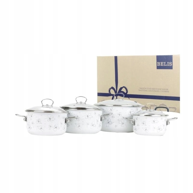 Belis Sada smaltovaného riadu Premium biely 4-dielna