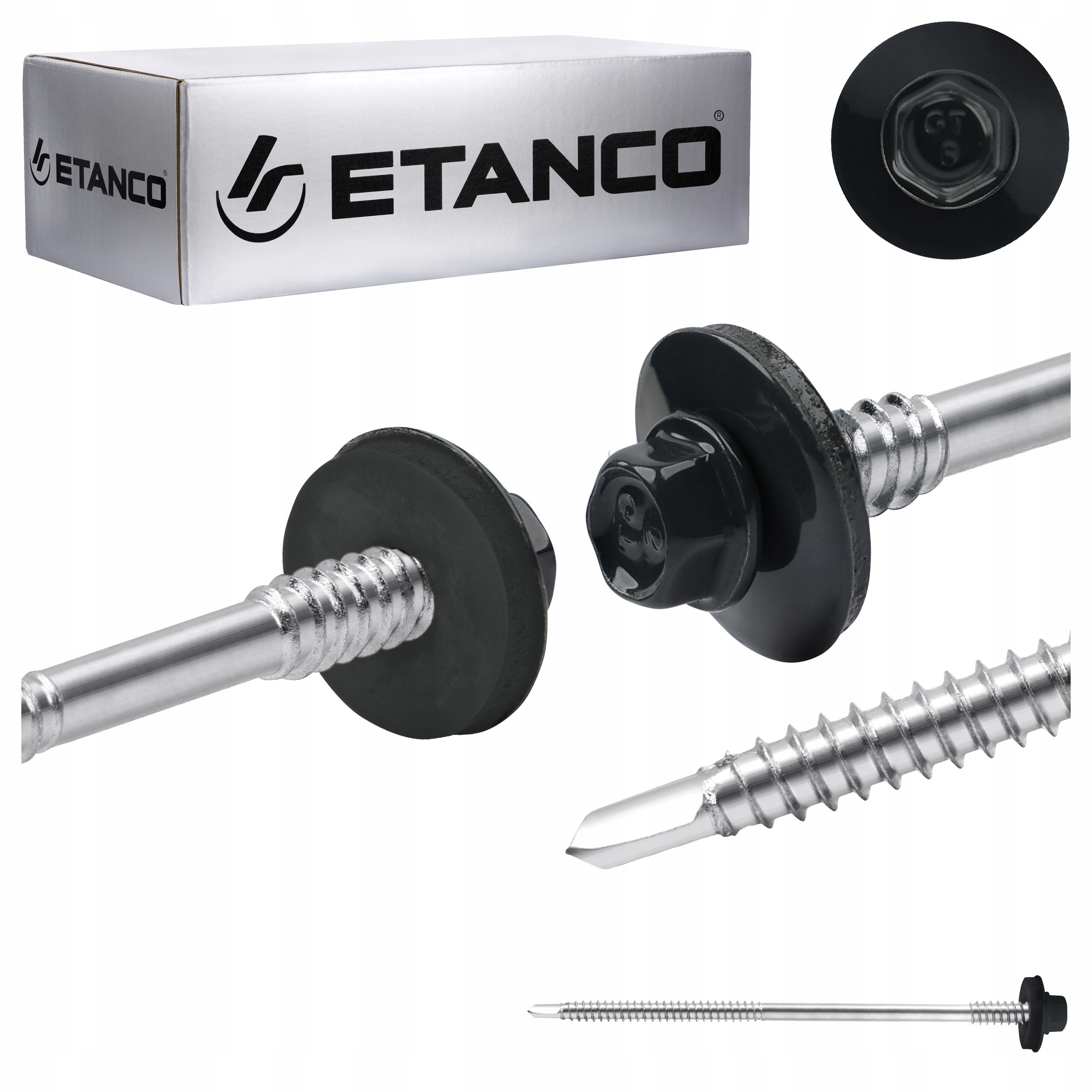 Wkręty do płyty warstwowej 125 mm Ral 7016 100 szt. do metalu Etanco GT6