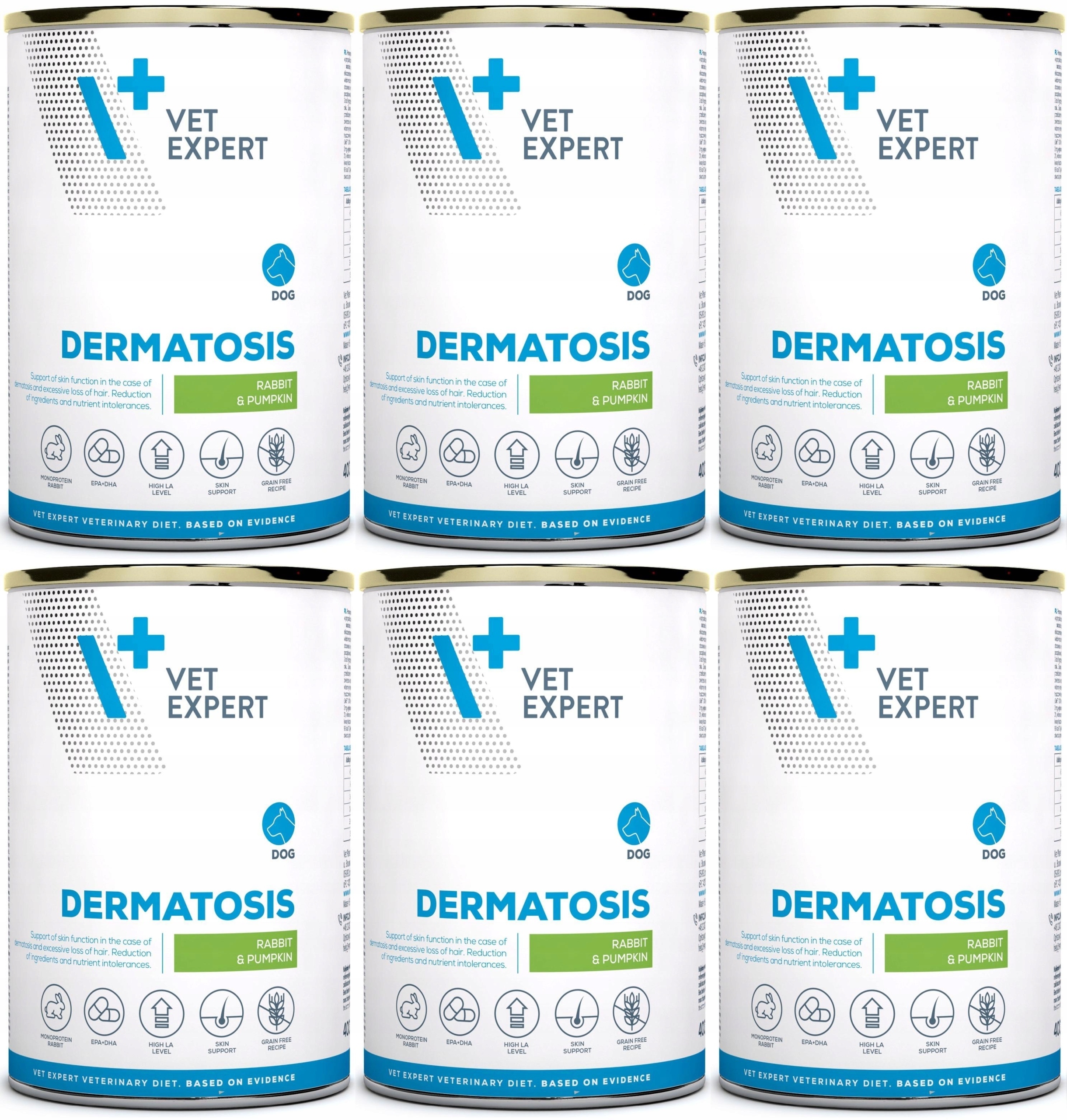 4T VetExpert Dog Dermatosis Rabbit &amp; Pumpkin 6 x 400 g