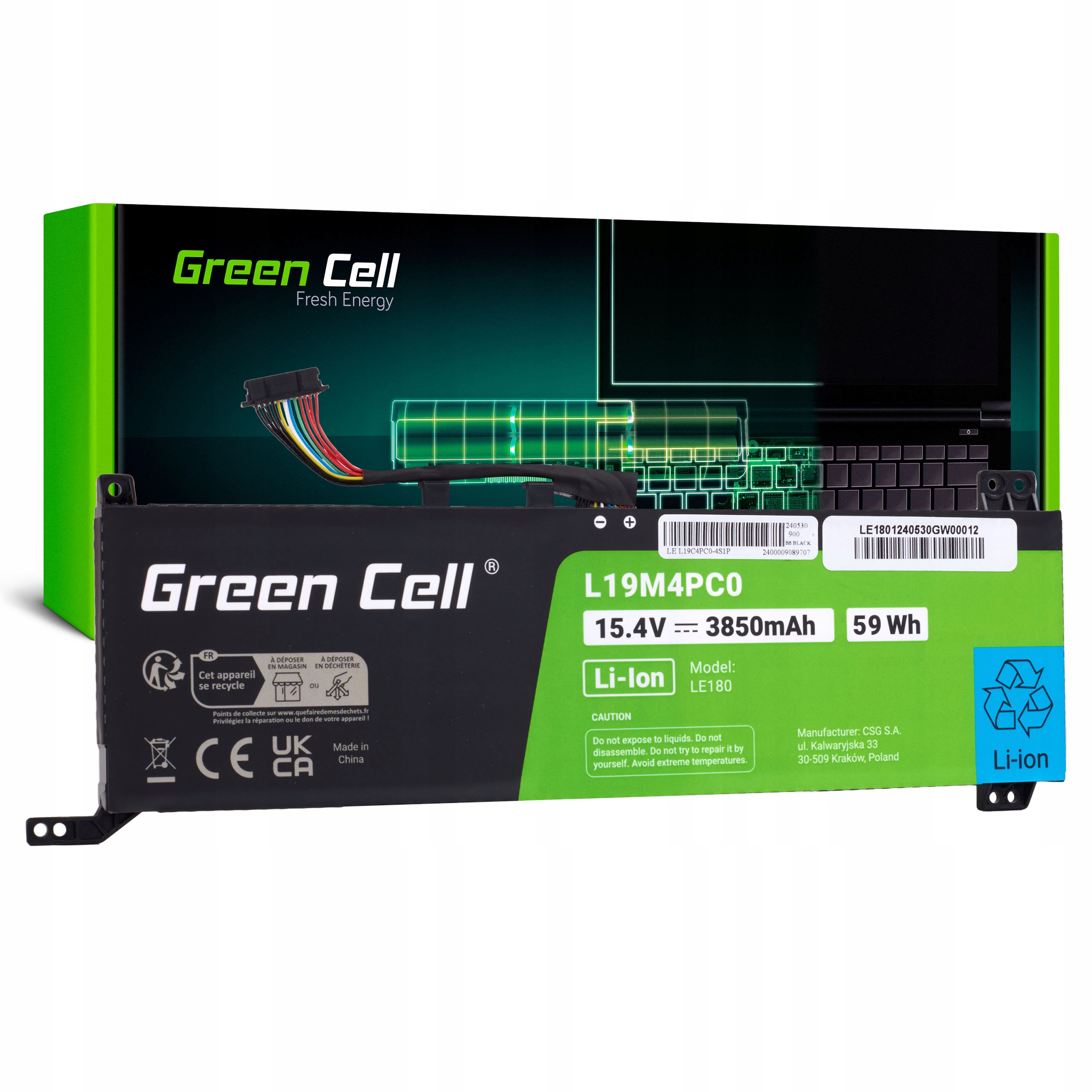 Bateria L19M4PC0 Green Cell do Lenovo Legion 5 5P-15IMH05 5P-15IMH05H