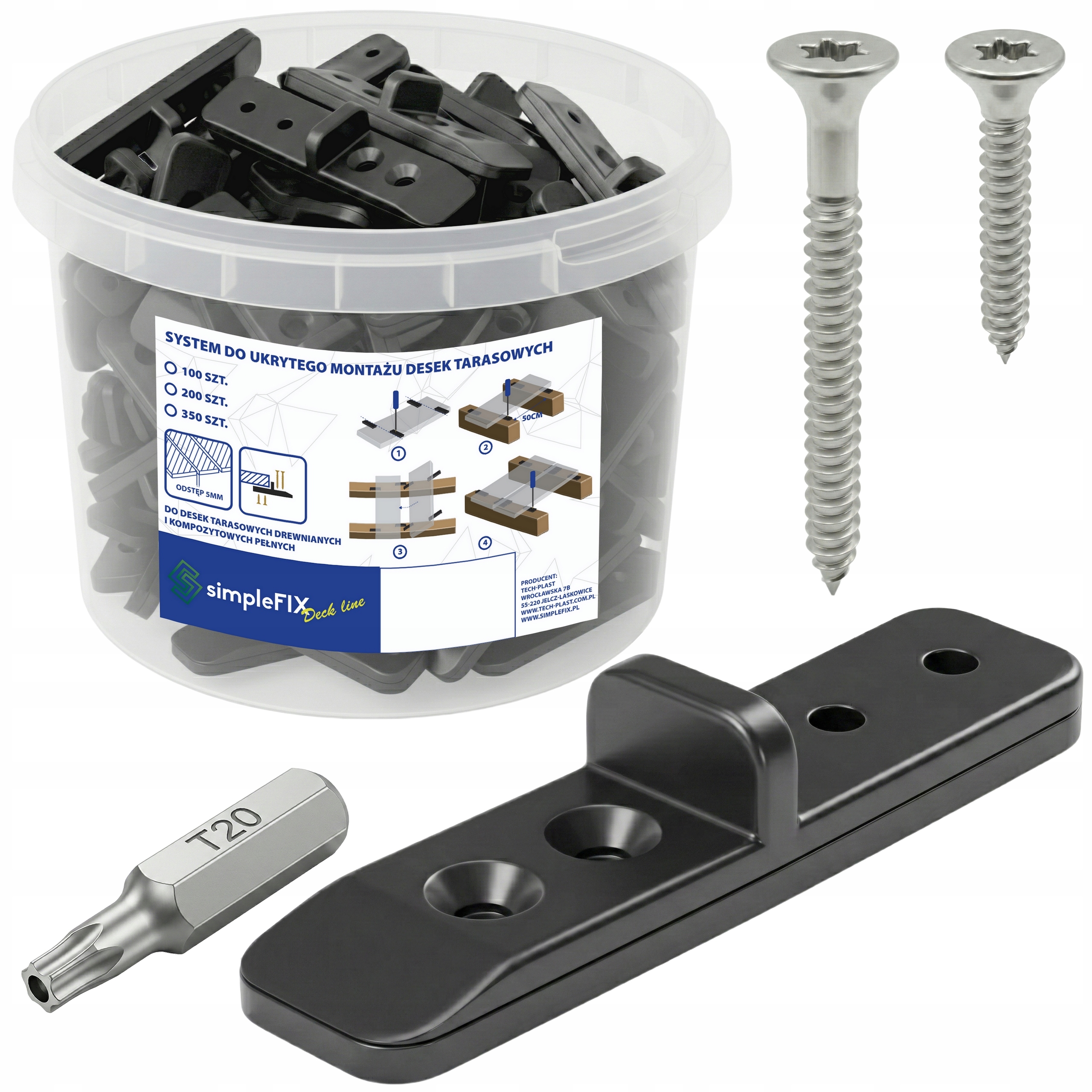 Systém Skryté Montáže Terasových Prken, Sada 1401 Kusů Polský Výrobce.