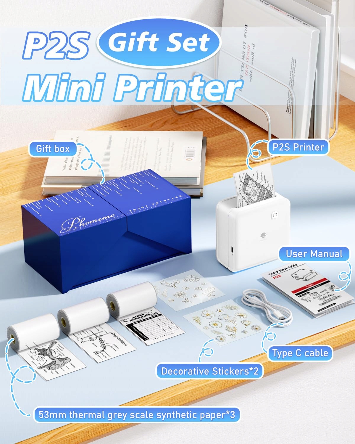 PHOMEMO P2S Mini Drukarka Termiczna do Smartfona iOS Android — miniatura 4