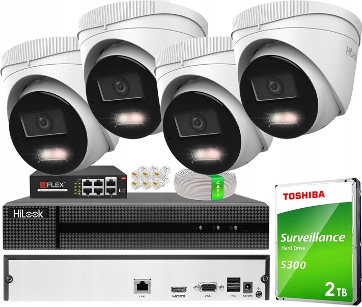 Sada Kamer Pro Monitorování 4MPX Ip Poe 4 Venkovní Kamery 2TB Aplikace