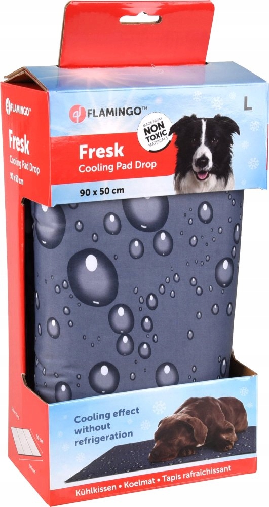 Levně Flamingo Chladící podložka šedá vzor kapky L 90x50cm