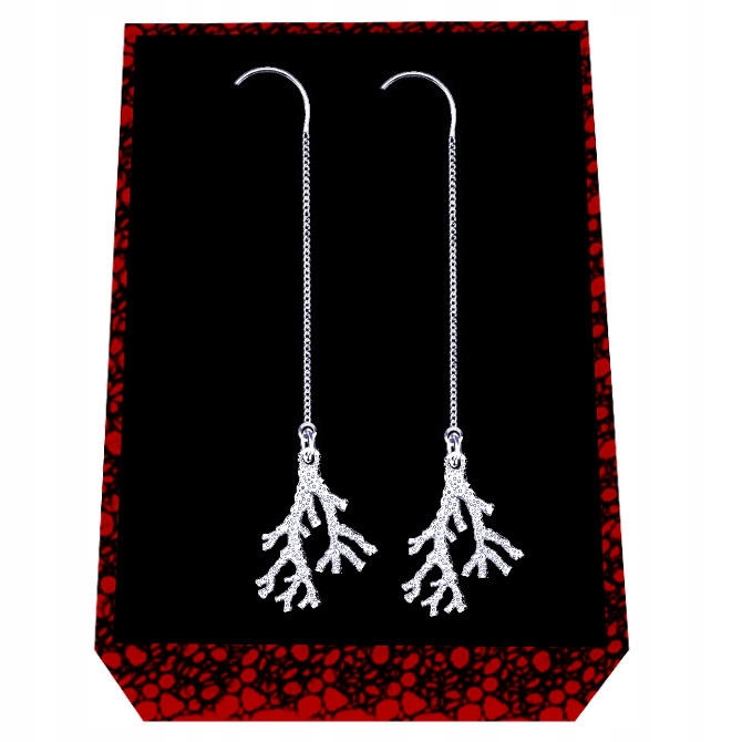 Korálový Korál 3D Stříbrné náušnice provlékací provlékací stříbro 925