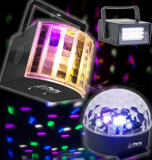 Kompletní sada párty osvětlení 3v1 PARTY-3PACK