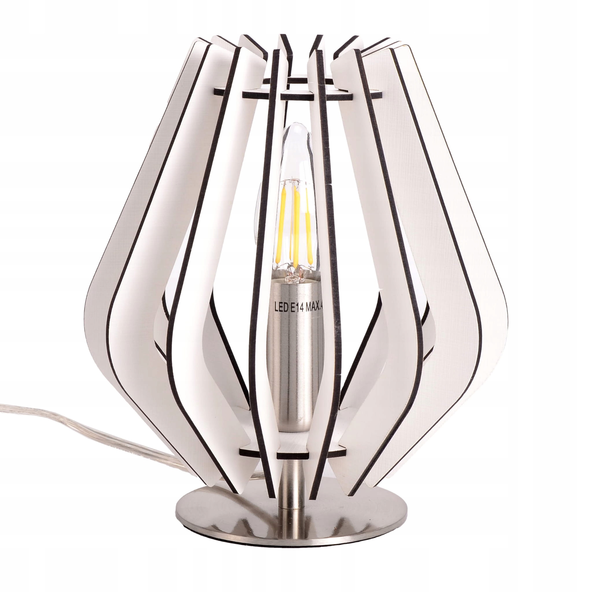 LAMPKA NOCNA - LED - DREWNIANA - BIAŁA - SYPIALNIA