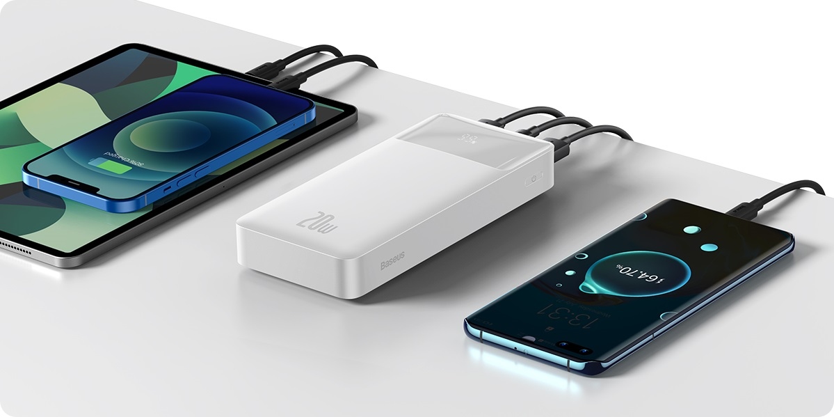 BASEUS POWER BANK 20000mah POWERBANK 20W PD 3x USB USB-C TYP-C 3A QC 3.0 Obsługa ładowania bezprzewodowego nie