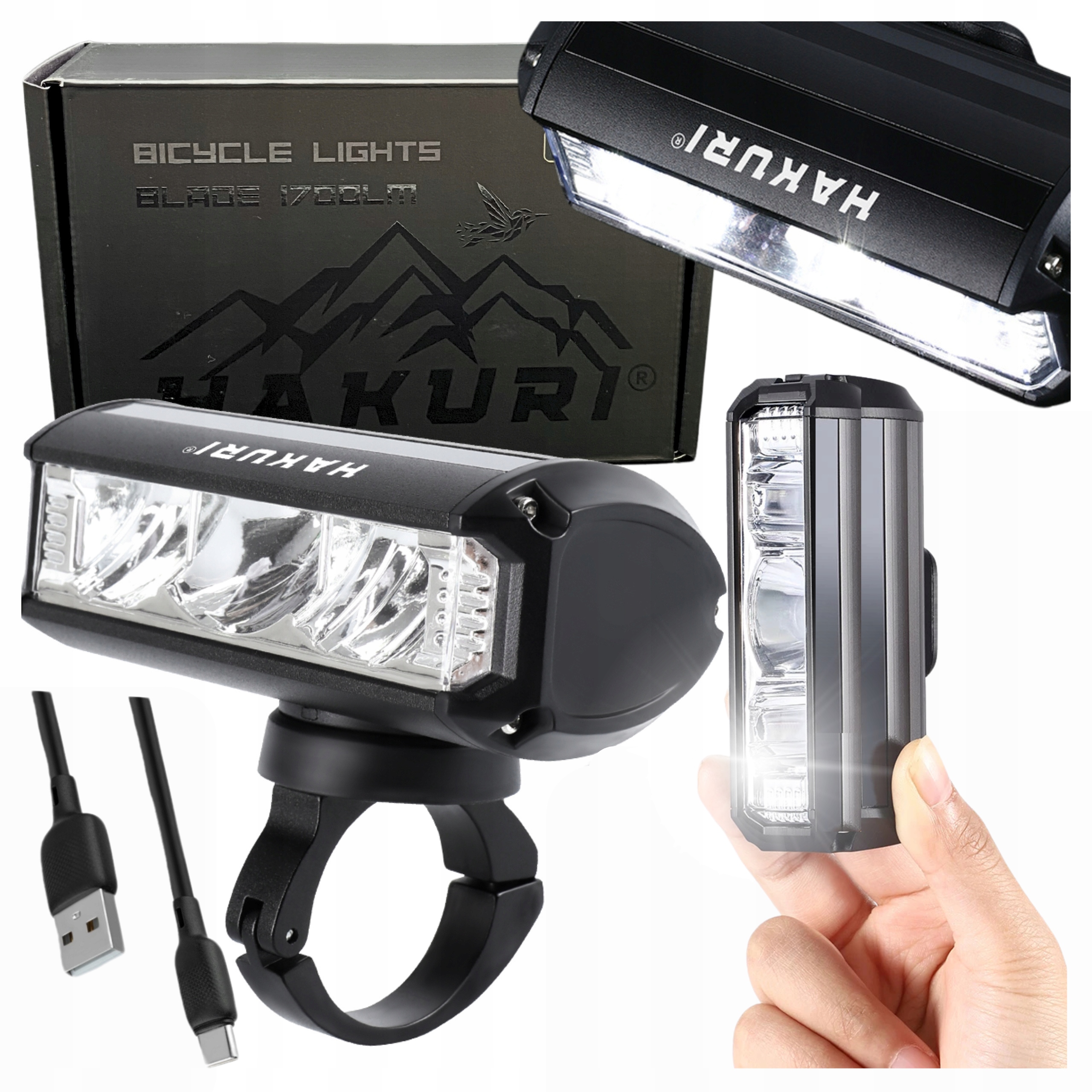 Led světlo na kolo 1700 lm Hakuri 4 režimy silné světlo přední osvětlení