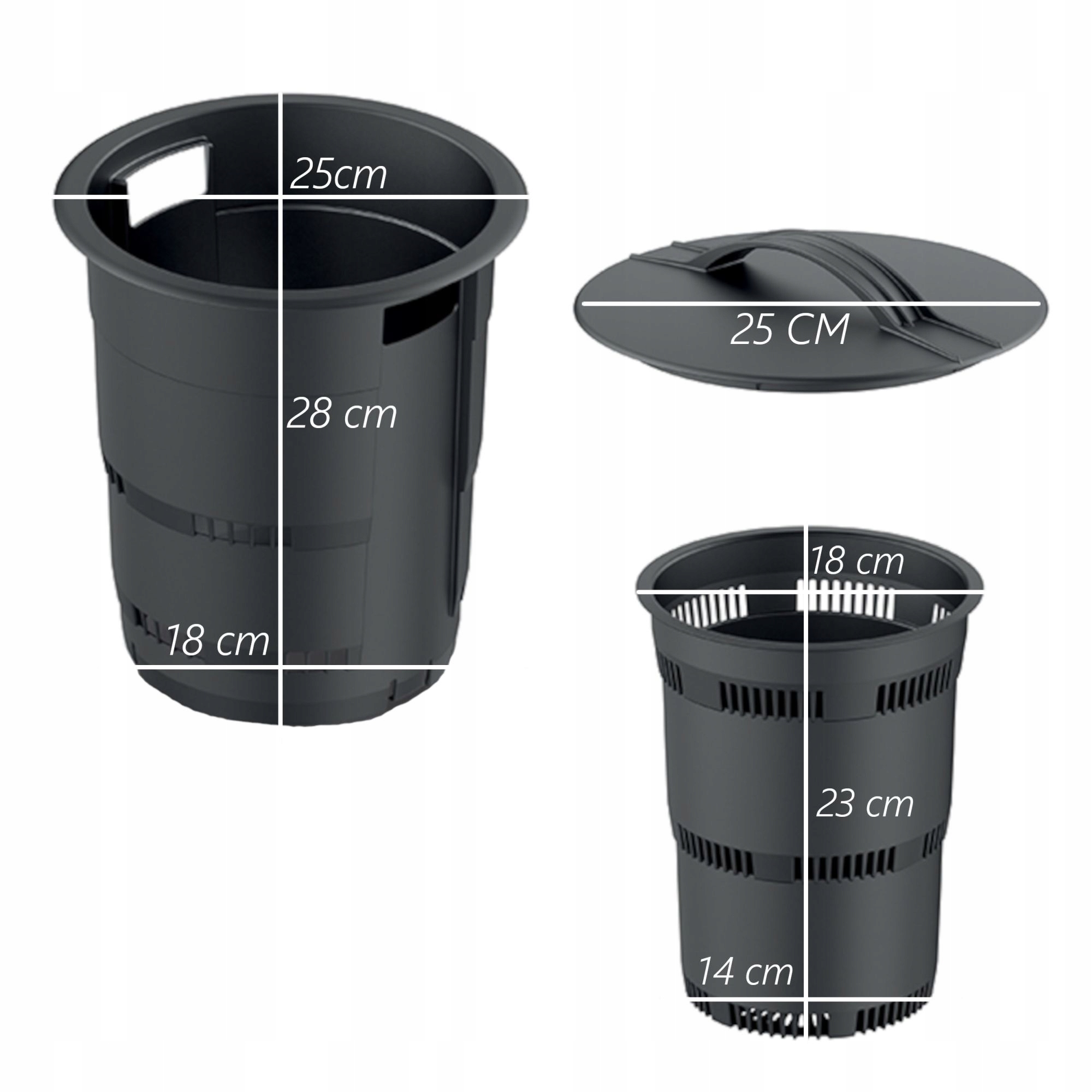 Komposto dėžė sodui, 11 l, plastikinė, modulinė, su ventiliacija, balta