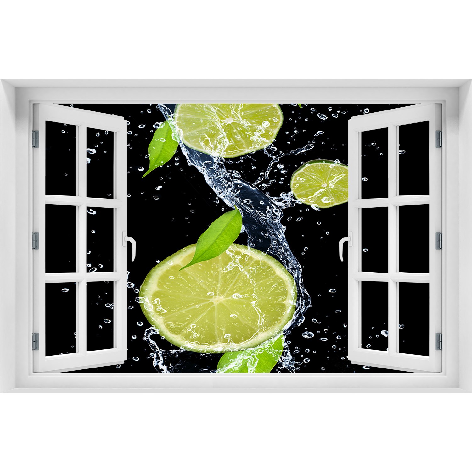 

Naklejka 3D Okno na ścianę Limonki i woda 150x100