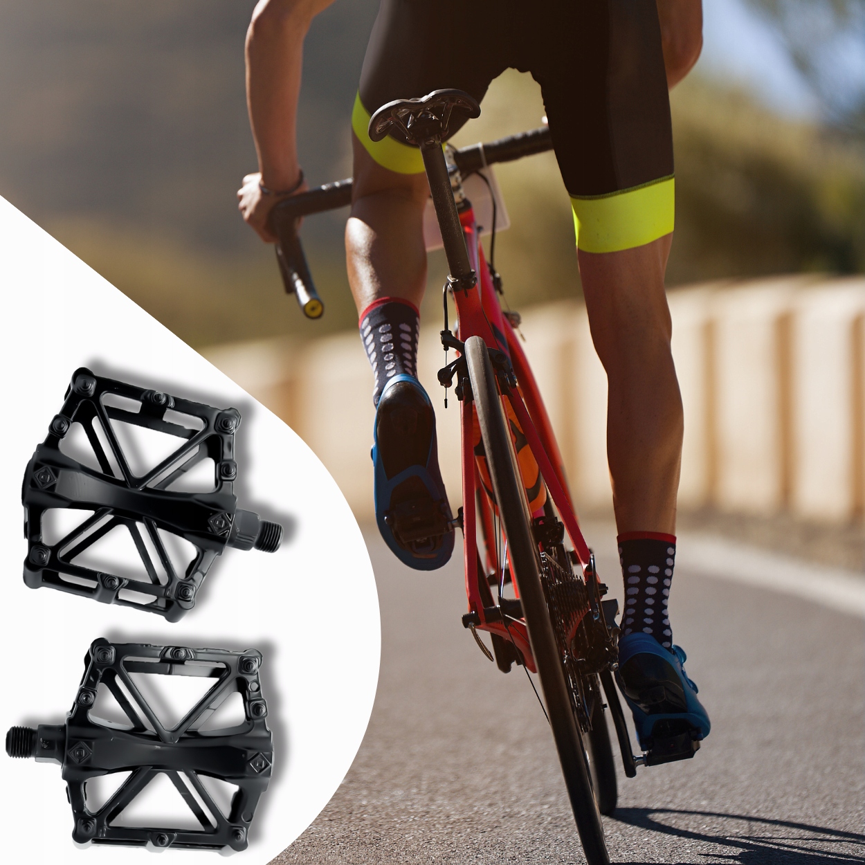 PEDAŁY ROWEROWE ALUMINIOWE ANTYPOŚLIZGOWE PLATFORMOWE MTB BMX TREKKINGOWE Kolor dominujący czarny