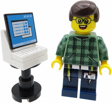 

Programista Informatyk figurka z części Lego