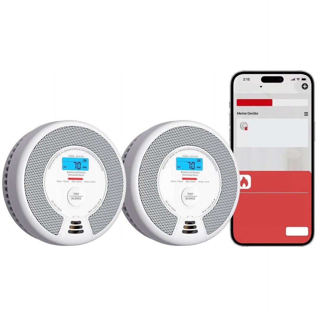 Detektory Dymu Oxidu Uhoľnatého Smart Detektor X-sense SC07-WX Wi-fi Sada 2KS