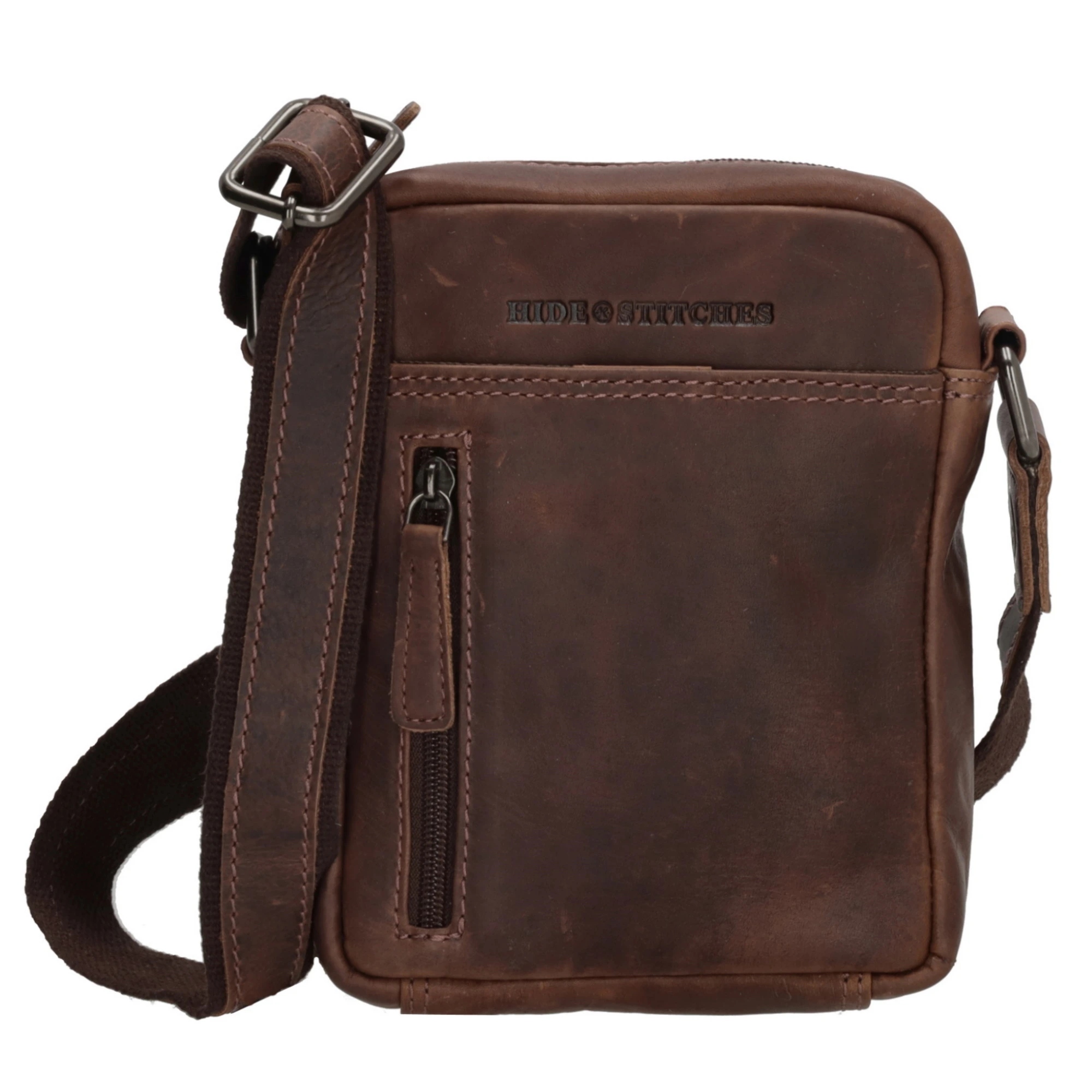 Hide & stitches Japura malá unisex crossbody taška hnědá 18 cm