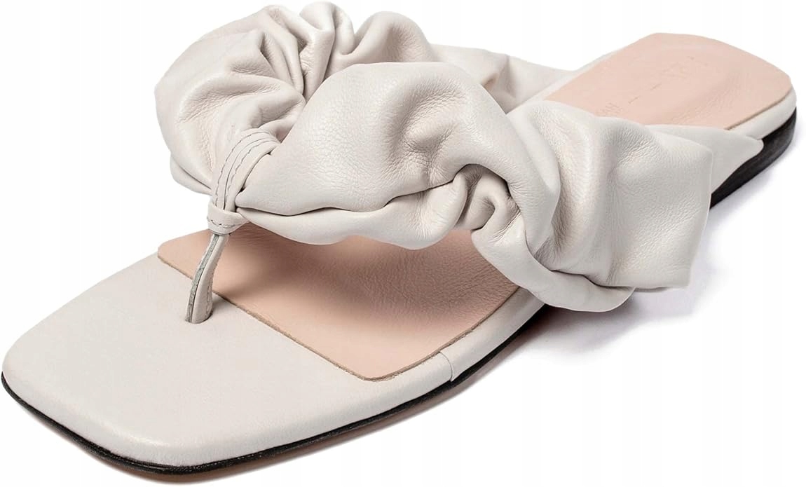 L37 Dámské Šedé Kožené Žabky S Nařaseným Páskem 36 J6B