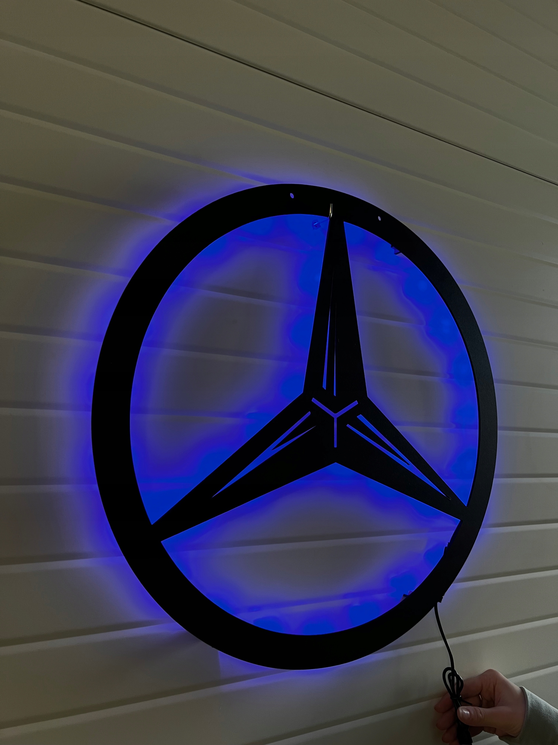 Obraz Drewniany Logo Mercedes Led Dekoracja Ścienna Obraz 3D