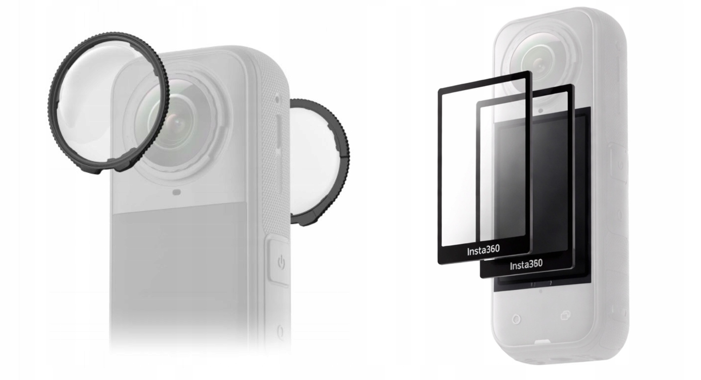 Ochranná sada pro Insta360 X4 2x Sklo 2x krytky čoček Kamera