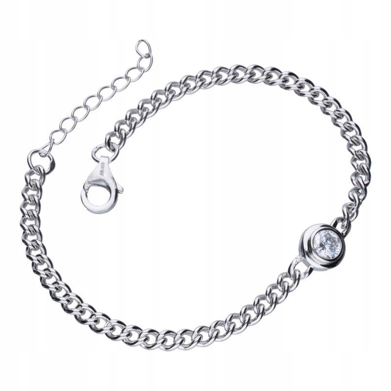 Stříbrný řetízkový náramek 925 s bílou zirkonií 6.05 g jako dárek