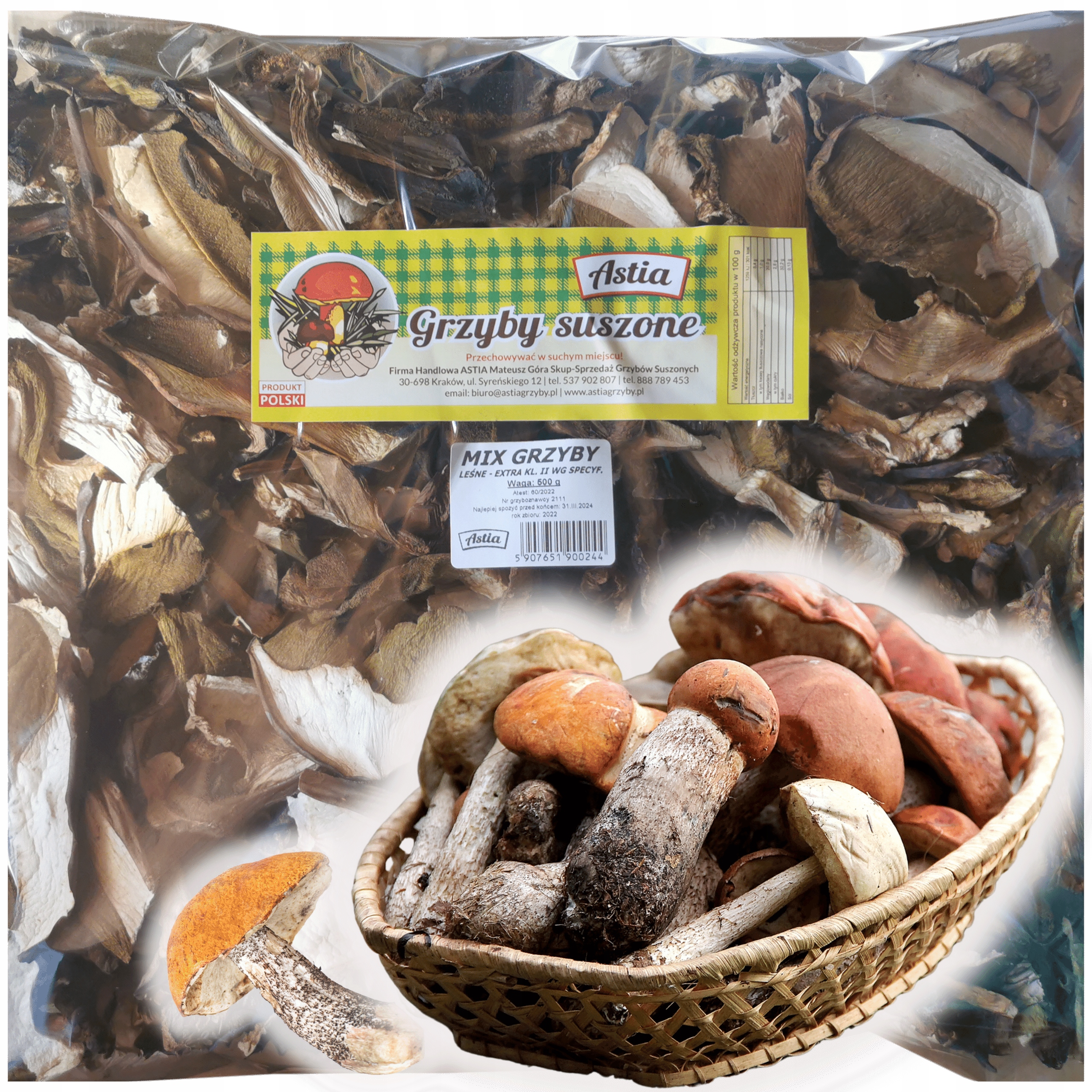 Sušené houby 1 kg lesní mix krájených polské Atest 2025 Astia