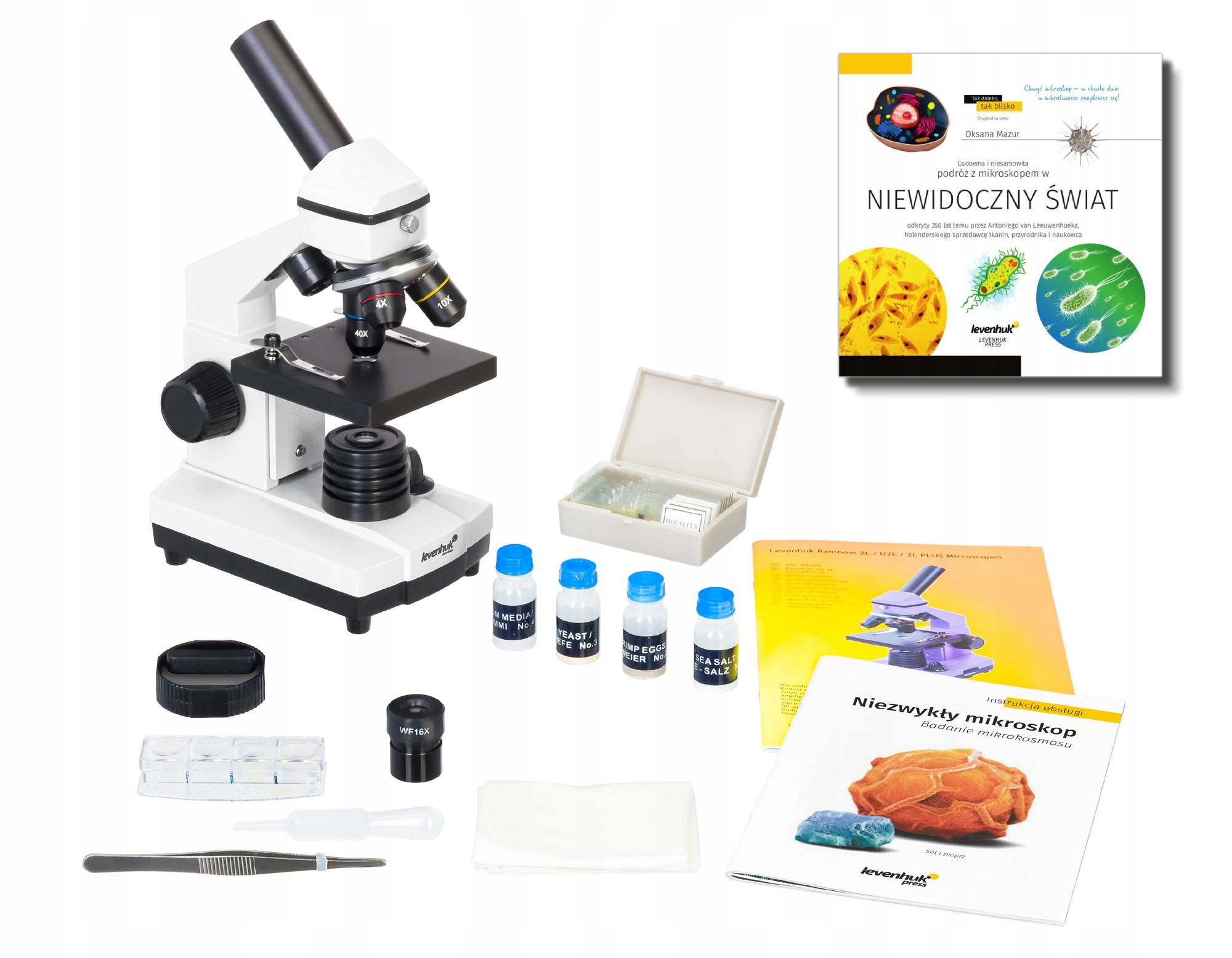 Mikroskop dla dzieci, szkolny, optyczny 2L Plus 640x książka Gratis!