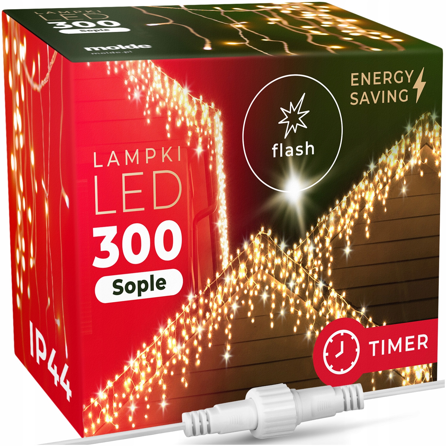 

Lampki Sople 300 Led Zewnętrzne Flash Timer IP44