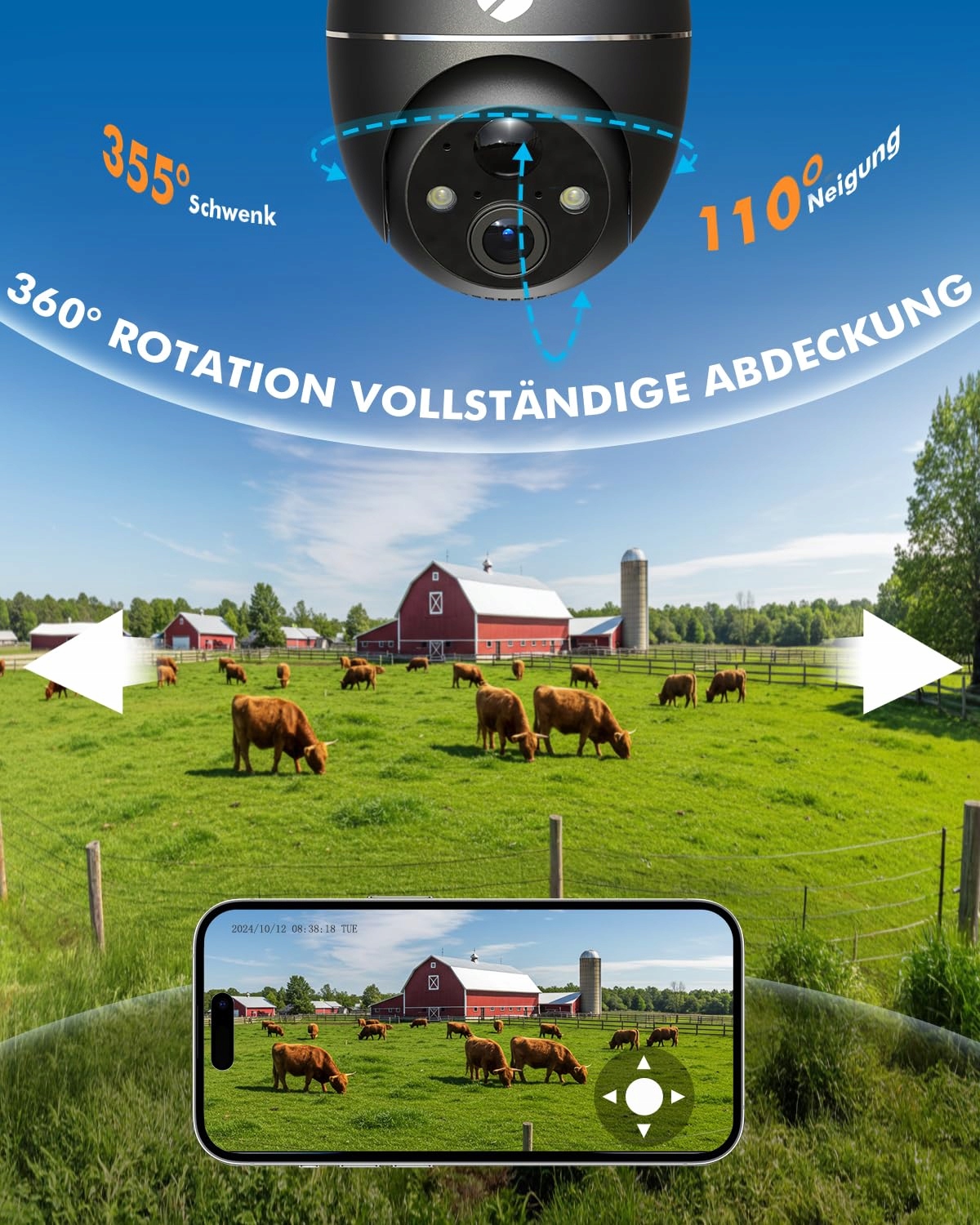 YESKANO Kamera Zewnętrzna 4G LTE z SIM i Solarnym Panelem 360° 2K 3MP — miniatura 4