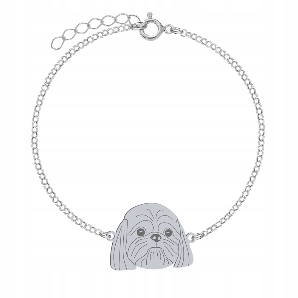 Stříbrný náramek s psem Shih Tzu Stříbro 925 Dárek Řetízek Gravírování