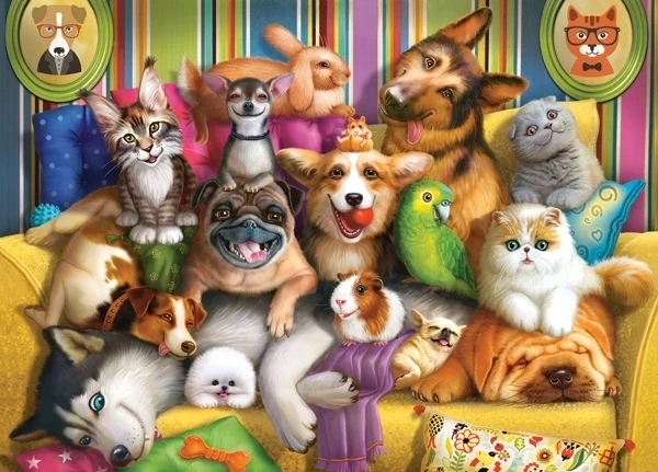 

Puzzle 60 Zwierzęta Psy Koty Papuga 5+ Castor