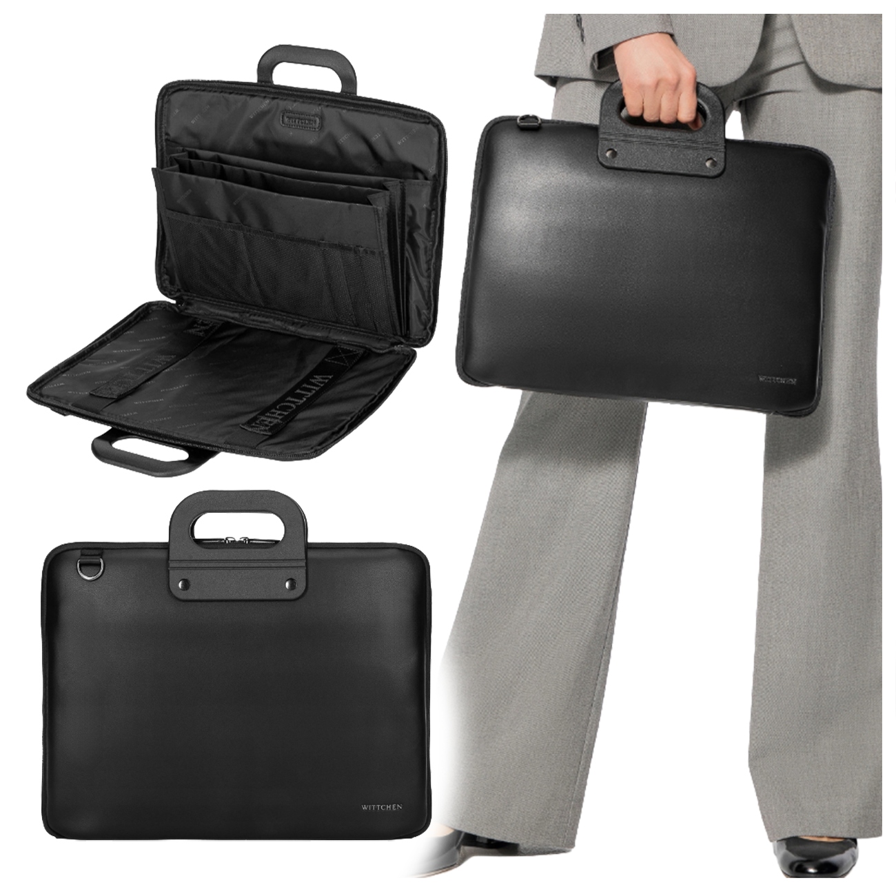 Wittchen 100-3P-902-1 Taška na notebook z umělé kůže 15", černá, elegantní