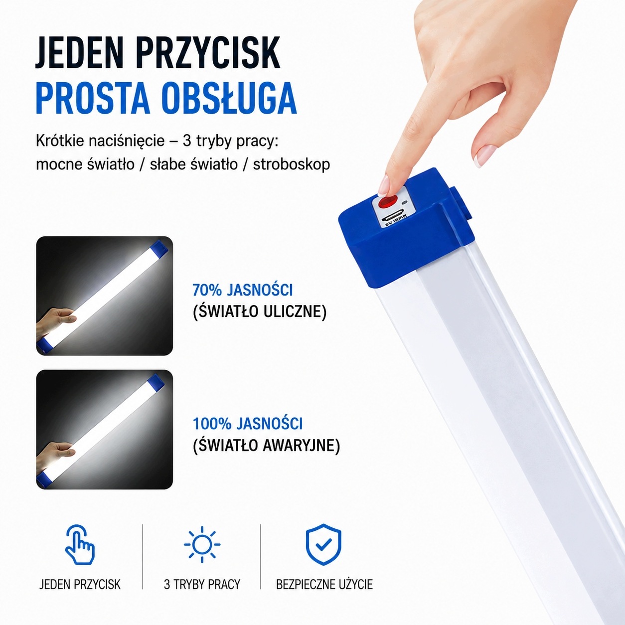 Bezprzewodowa lampa warsztatowa LED z magnesem i uchwytem