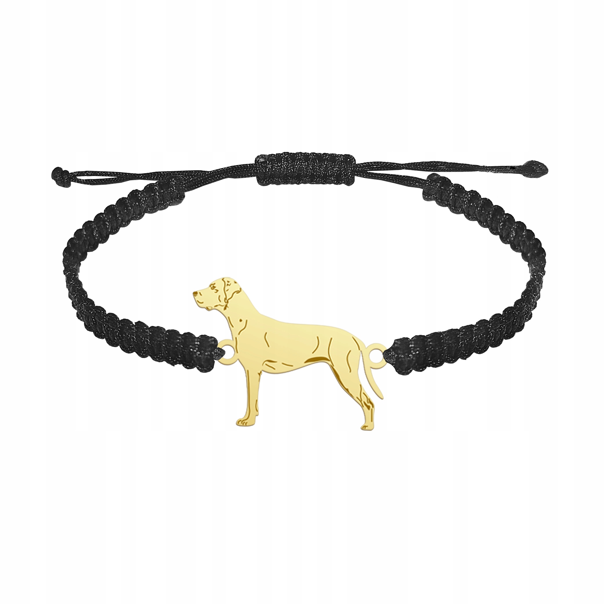 Zlatý náramek se psem Louisiana Catahoula 925 Makramé Žena Gravírování