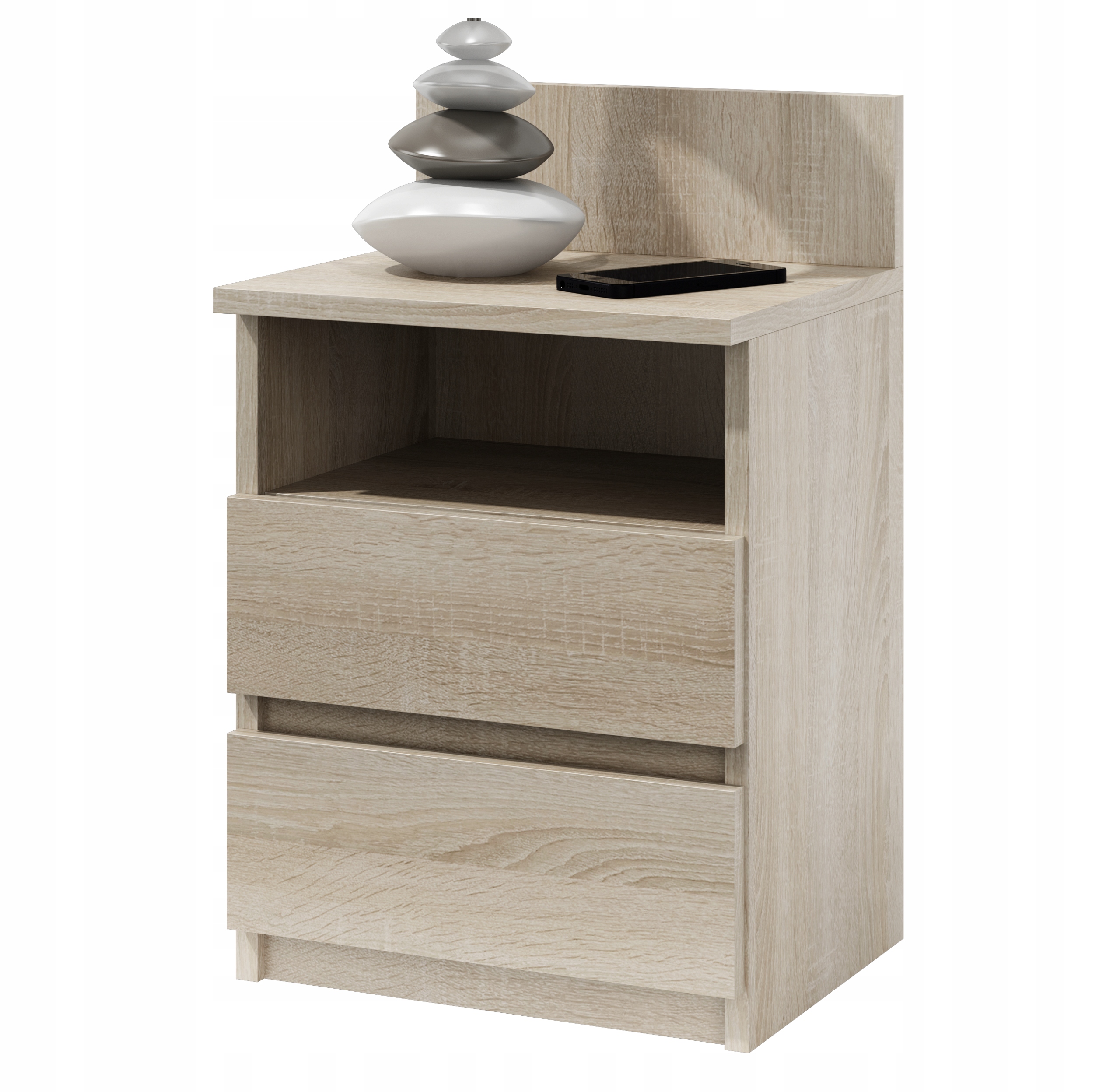 SZAFKA NOCNA 2 SZUFLADY 40X59 CM SYPIALNIA DĄB SONOMA NOWOCZESNA MS1