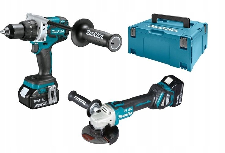 

Zestaw Makita Szlifierka Wkrętarka 2x5Ah DGA513