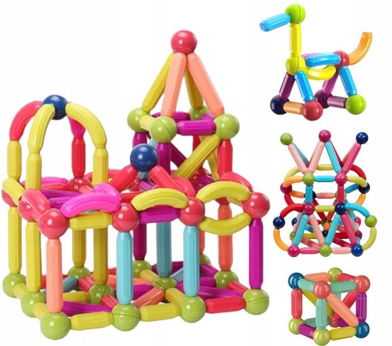 DUŻE KLOCKI MAGNETYCZNE KONSTRUKCYJNE MAGNETIC STICKS 84 sztuk
