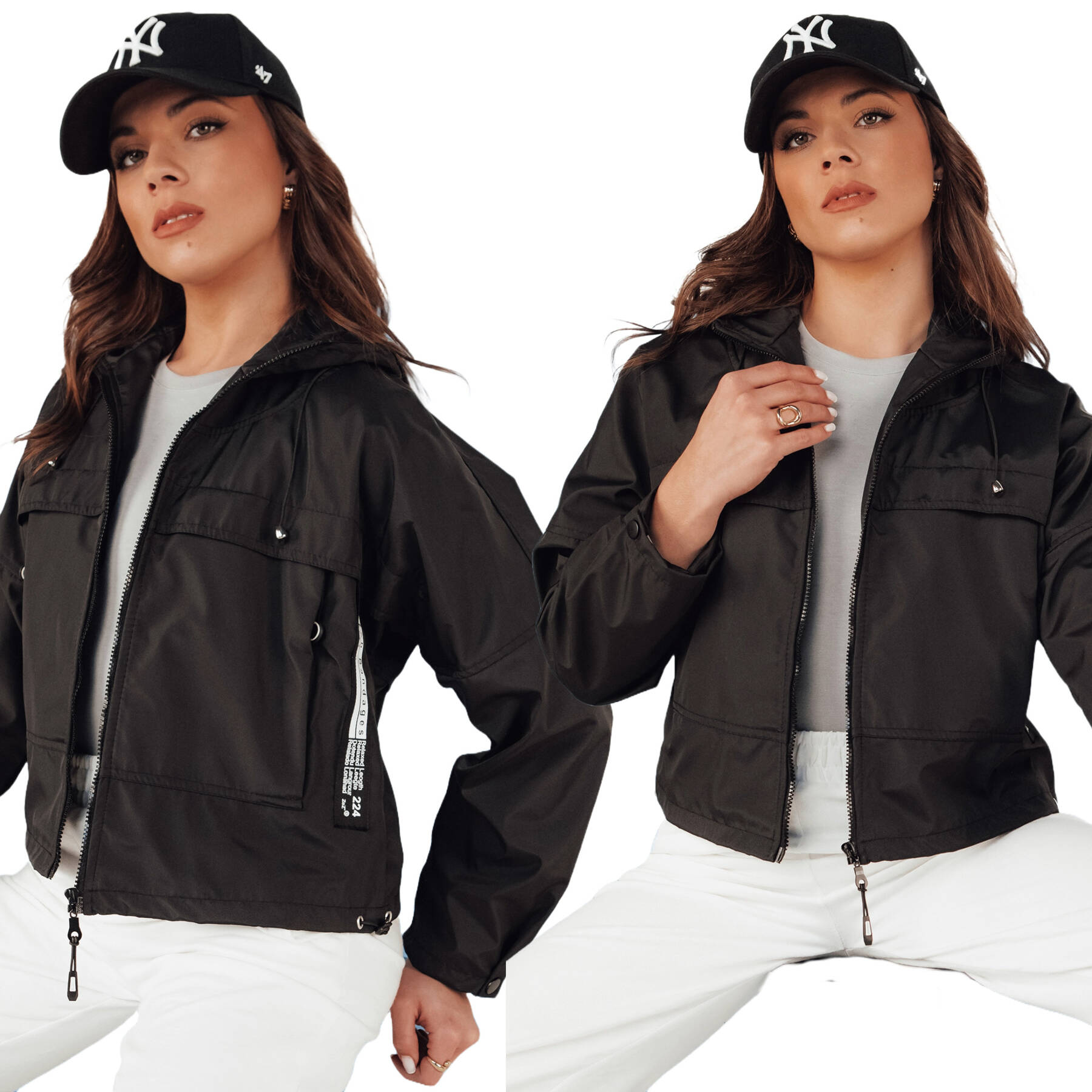 Damska Kurtka Przejściowa Z Kapturem Czarna ty4333 M